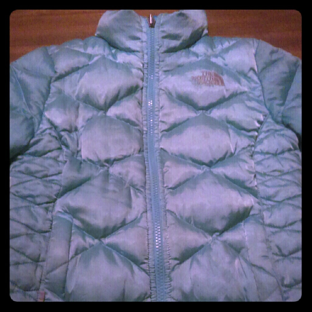 Girls 7/8 feather North Face coat